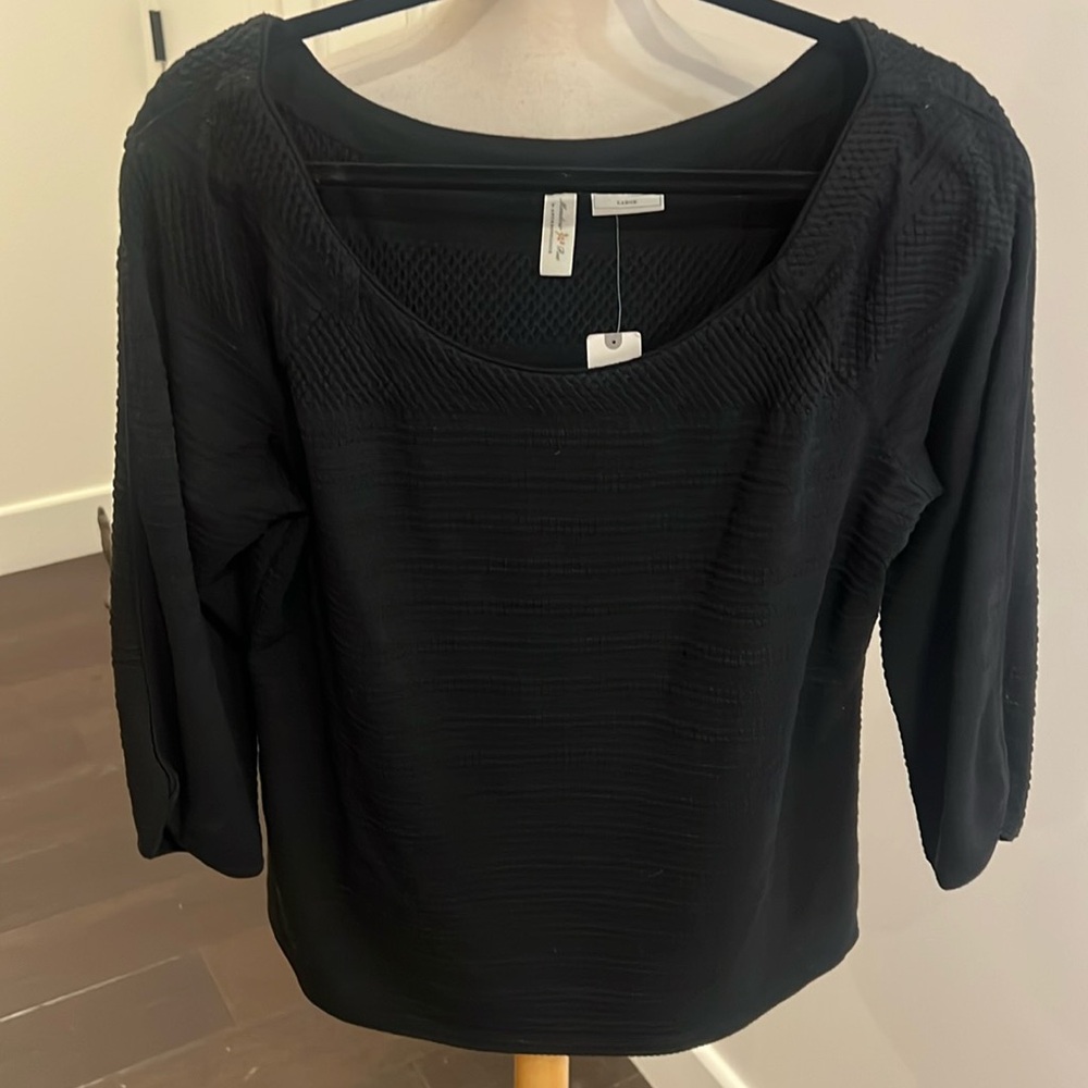 NWT- Anthropologie - Meadow Rue - black detailed knobby pullover SHIRT